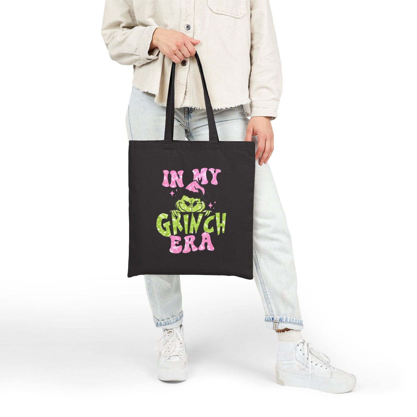 Grinch Era Cotton Canvas Tote Bag | Fun Holiday Shopping Bag