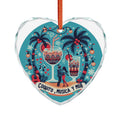 Puerto Rico Glass Ornaments Crystal Ornament "Coquito, Musica y Amor" Holiday Heart Decoration
