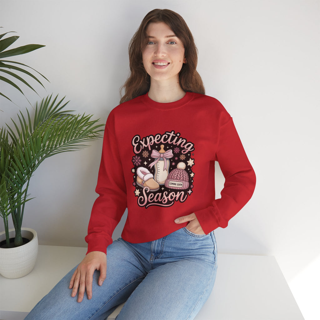 Expecting Season Sweatshirt  Cute Pregnancy Announcement Pullover Cartoon Christmas T-shirts and Sweaters
