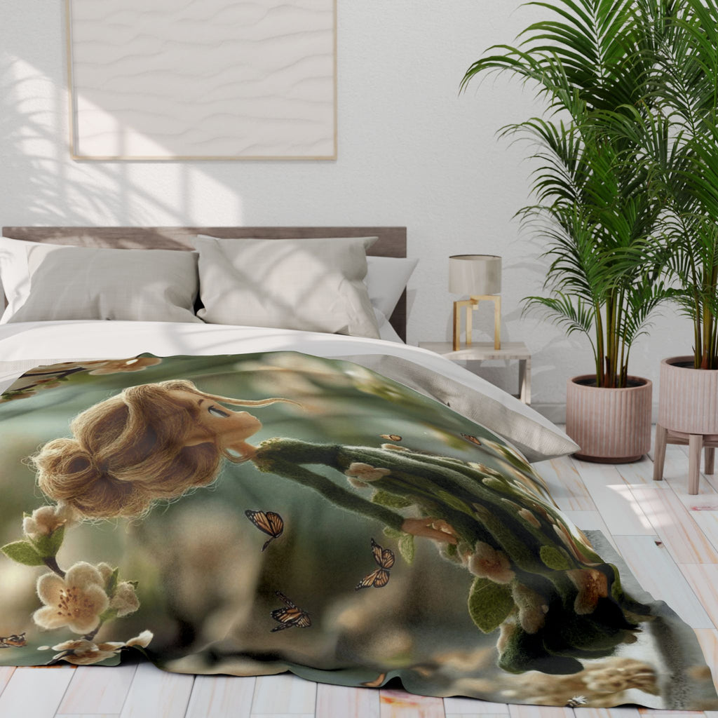 Floral Fairy Fleece Blanket — Cozy Spring Blossom Throw for Kids & Adults