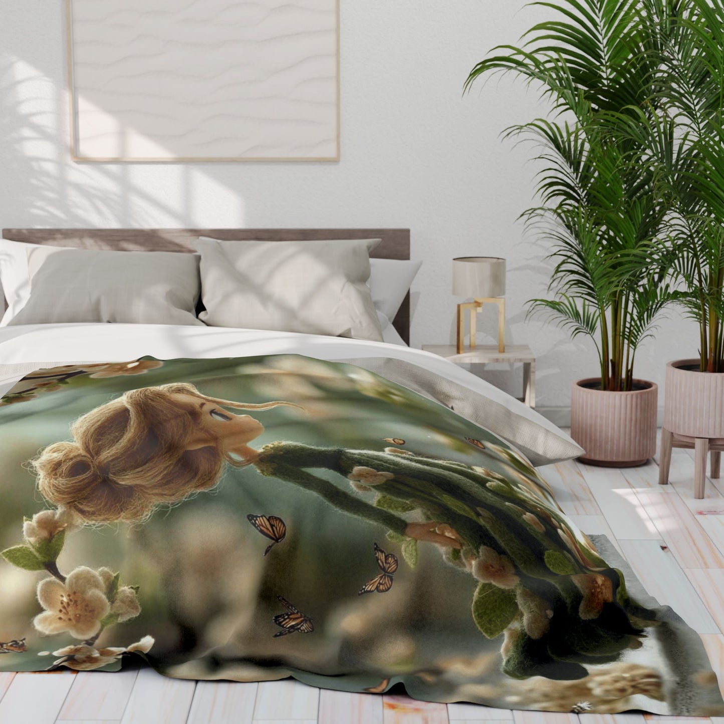 Floral Fairy Fleece Blanket — Cozy Spring Blossom Throw for Kids & Adults