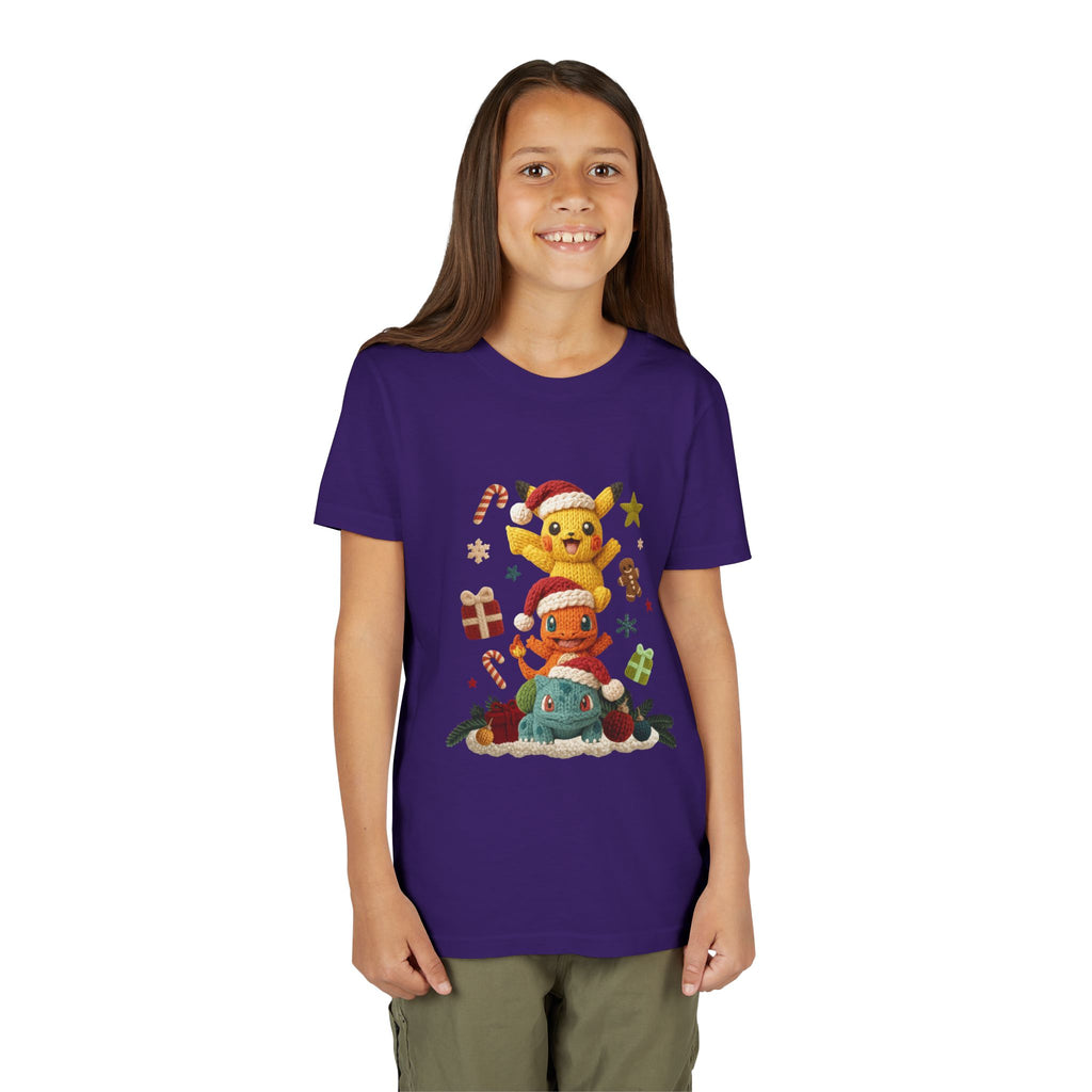 Kids Holiday Tee  Cute Stacked cartoon Characters Christmas Design