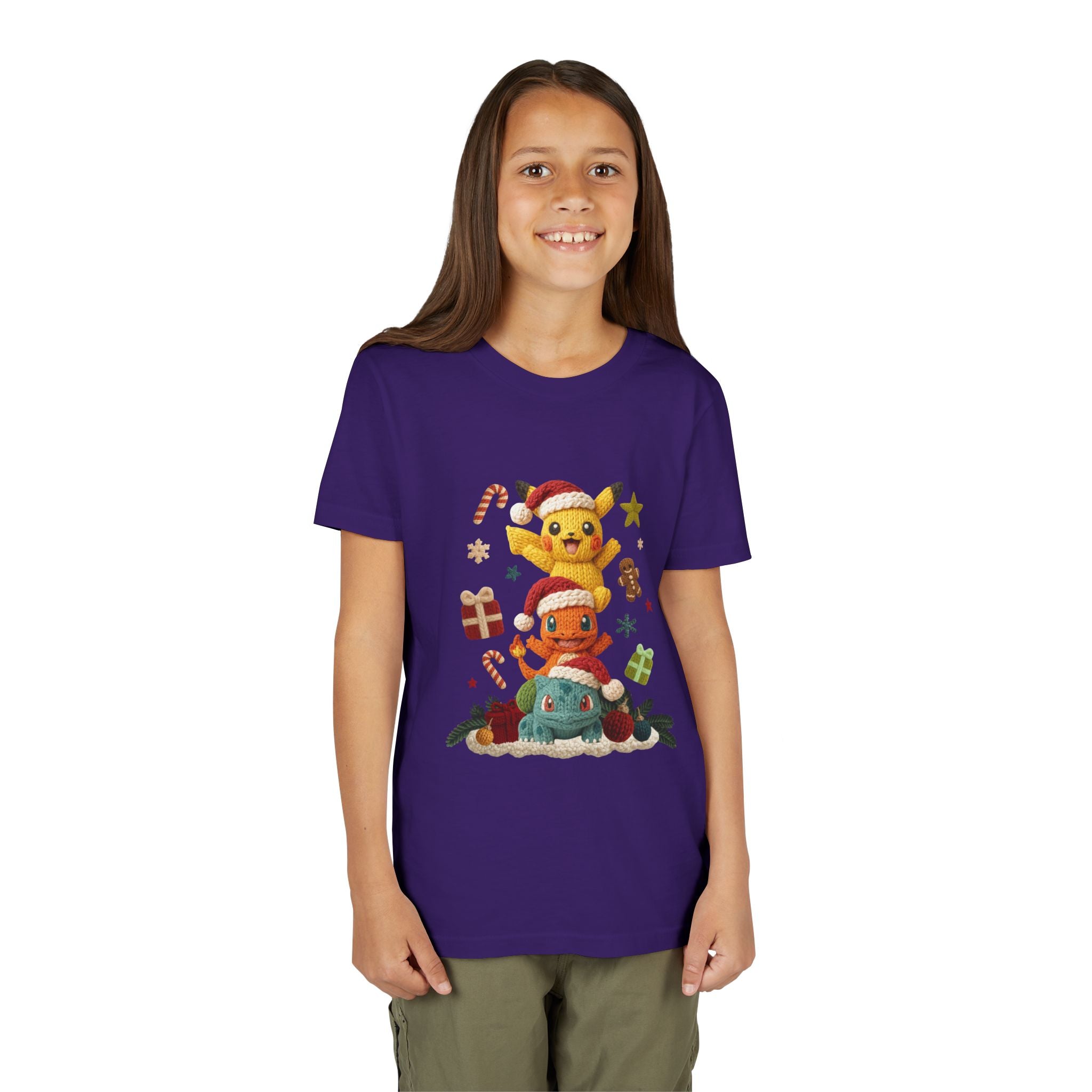 Kids Holiday Tee  Cute Stacked cartoon Characters Christmas Design