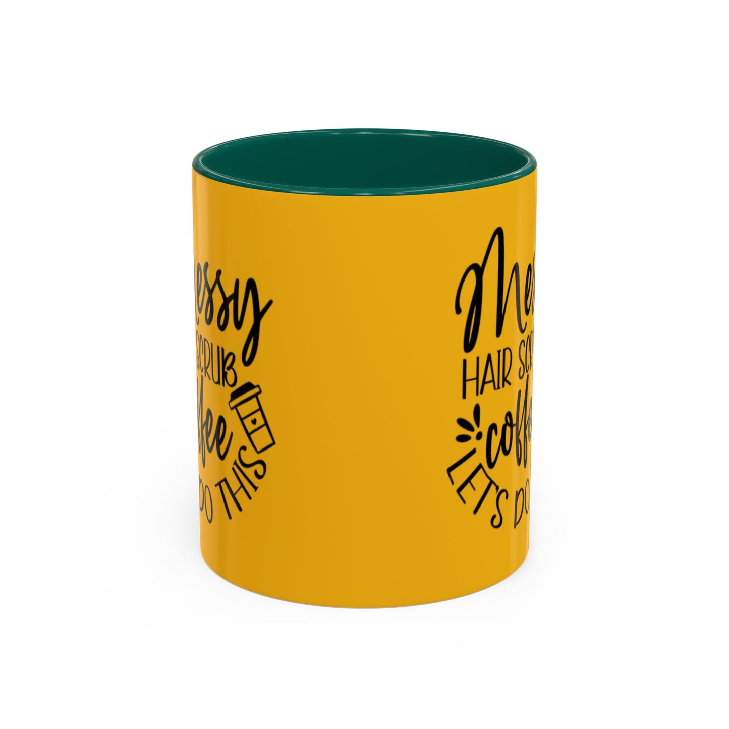 Holiday Coffee Cups with Festive Quotes & Designs Messy Hair Coffee Mug - Fun Yellow Ceramic Cup for Coffee Lovers