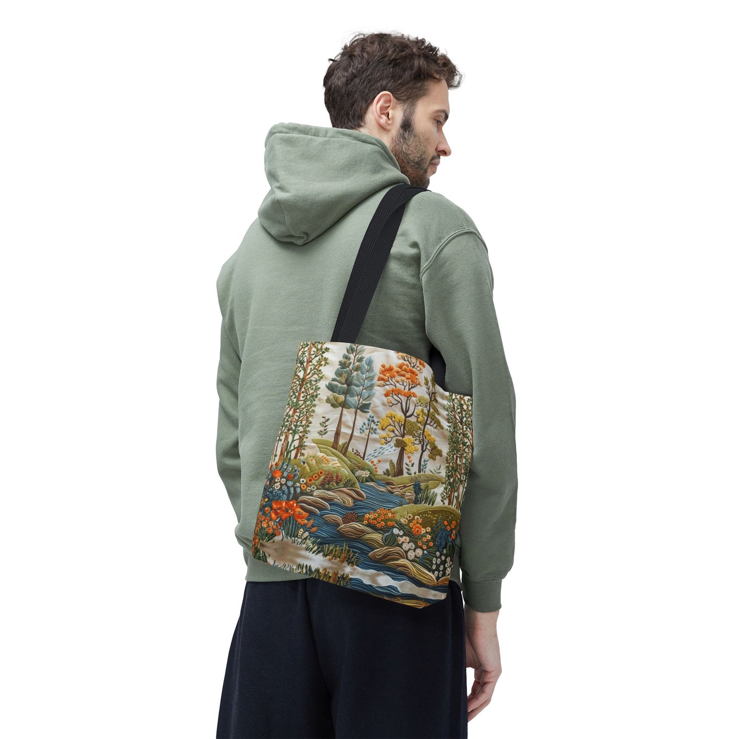 Scenic Meadow Tote Crochet-Decorated Tote Bags