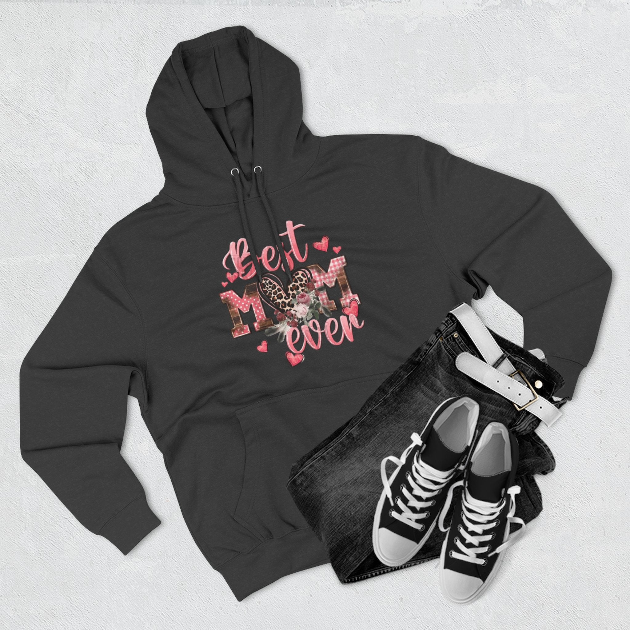 Best Mom Ever Hoodie  Leopard Heart Mother's Day Pullover