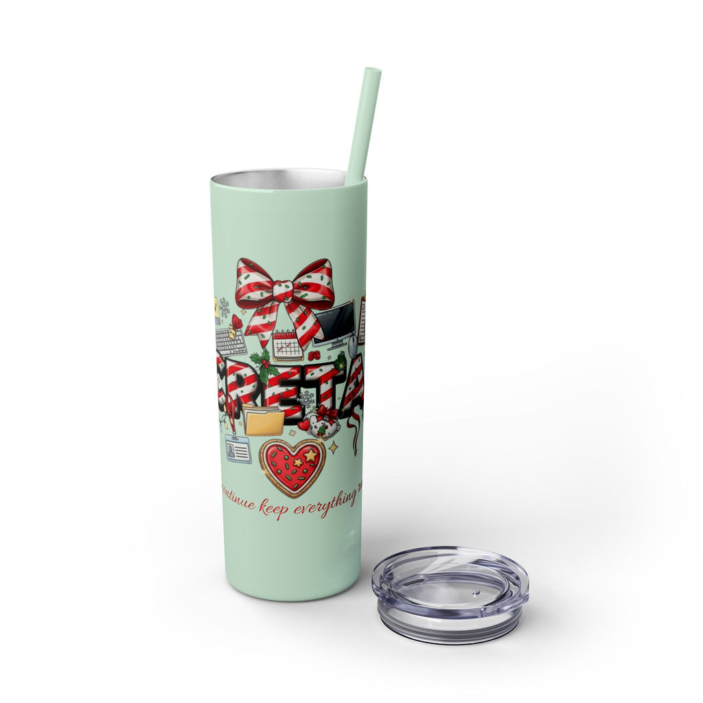 Christmas mug for the office team who keeps everything running smoothly. Candy Cane Christmas Office Secret Santa Design, 20oz with Straw