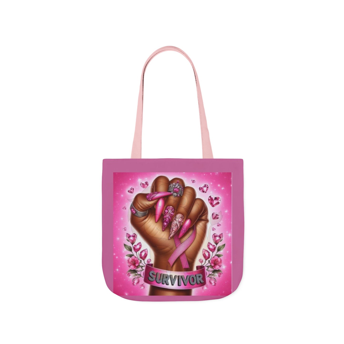Breast Cancer Survivor Tote Bag  Pink Ribbon Empowerment Canvas Tote