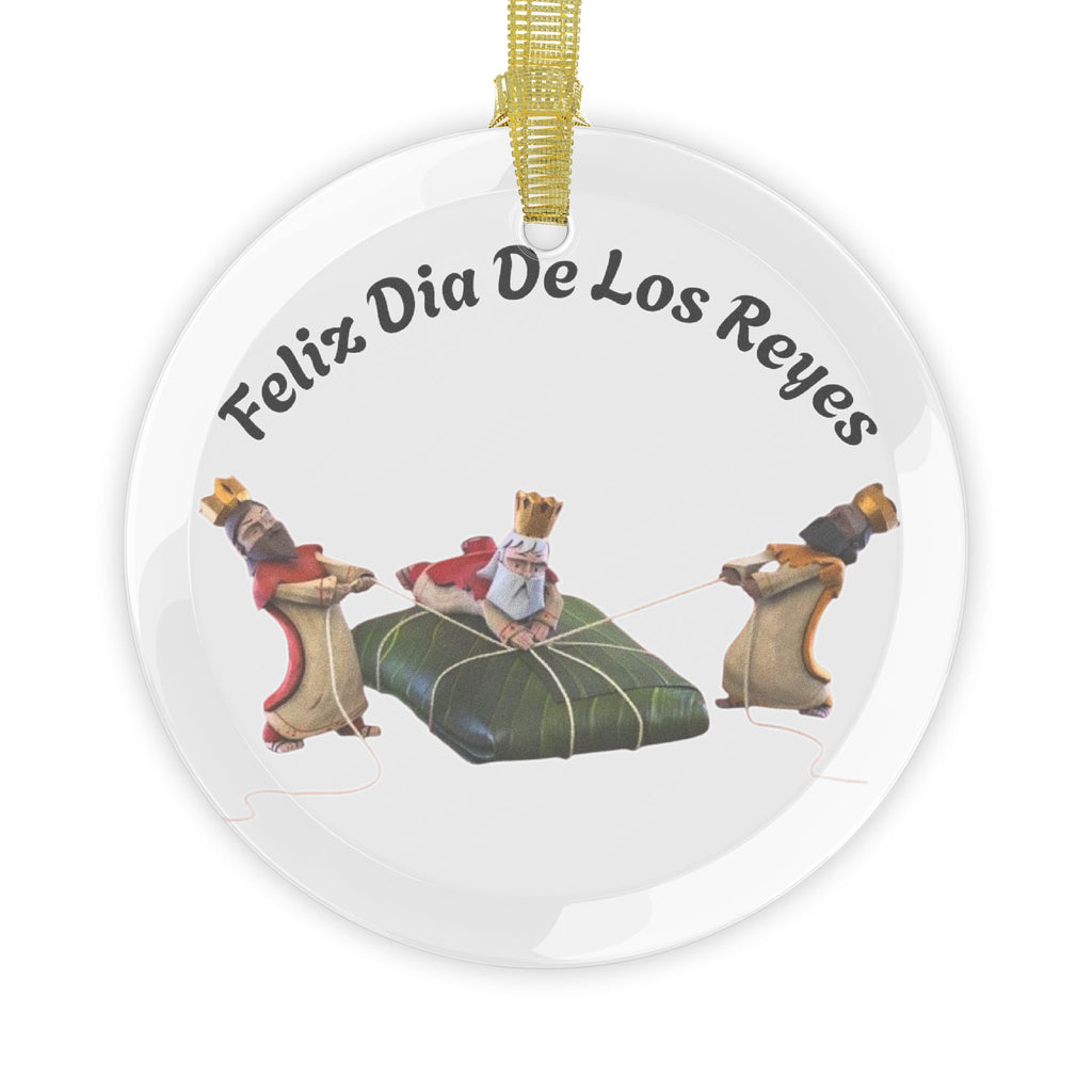 Boricua holiday keepsake Tres Reyes Magos ornament Glass Ornaments