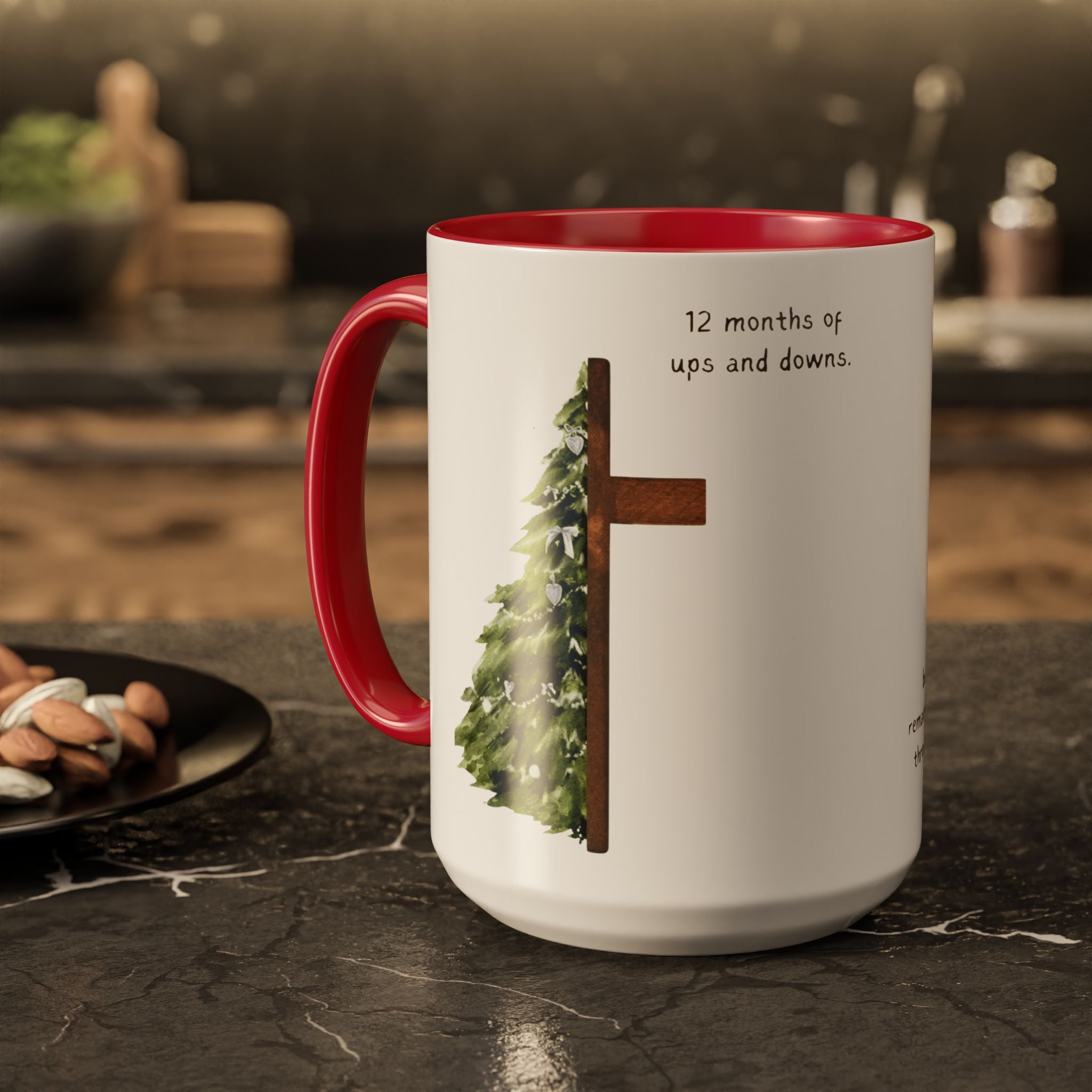 Christian Cross & Pine Tree Mug — Faith Reminder Coffee Cup (11oz/15oz)