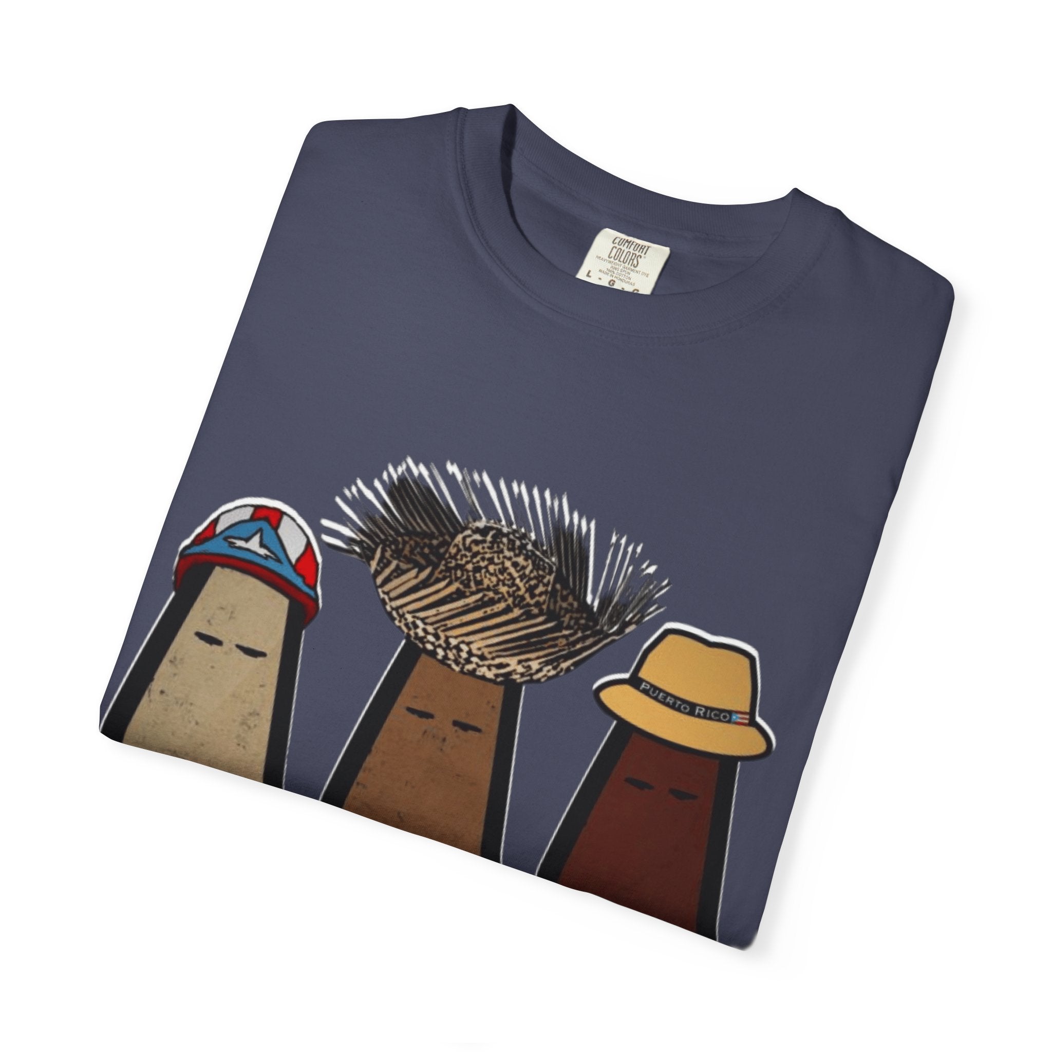 Puerto Rican Batey Cabin T-Shirt  Three Masks & Rustic House Graphic Tee Puerto Rico Navidades