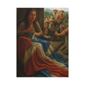 Cultural & Story-Driven  Story of Puerto Rico Woman Sewing Flag with Resolute Crowd (Historical Patriotic Wall Art)