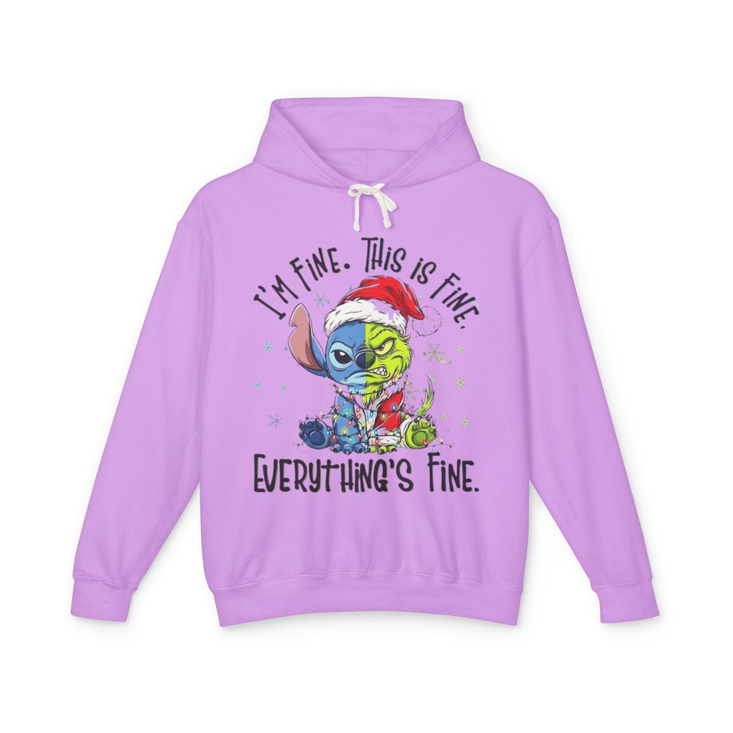 I'm Fine This Is Fine Hoodie  Funny Christmas Stitch Pullover Cartoon Christmas T-shirts and Sweaters
