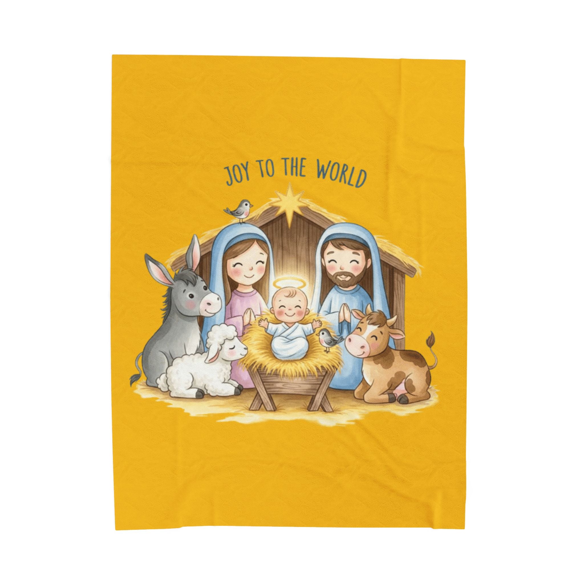 Nativity Velveteen Plush Blanket  "Joy to the World" Christmas Baby Throw