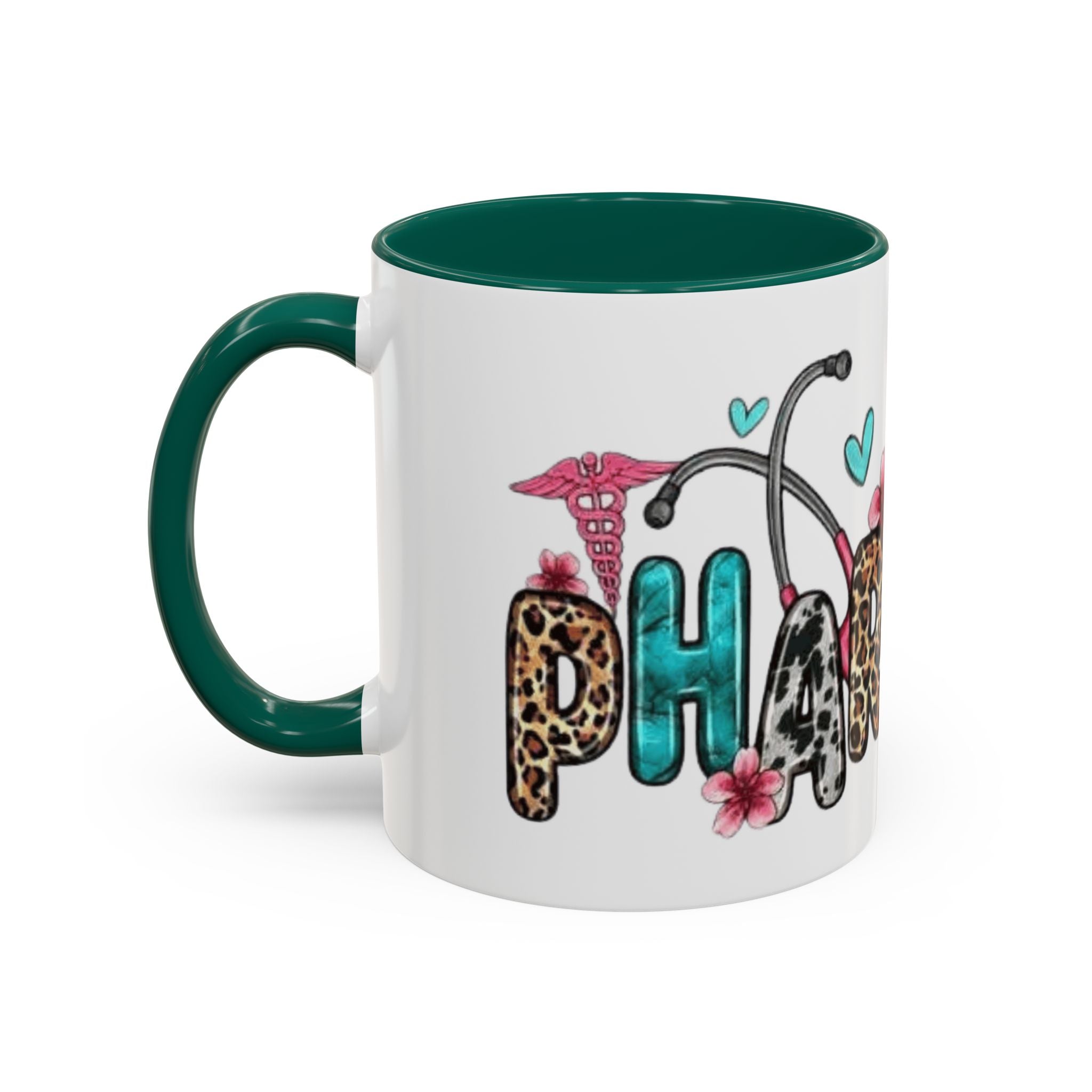 Pharmacy Nurse Coffee Mug — Cute Leopard & Teal Medical Design (11oz/15oz)Christmas mug for all healthcare heroes