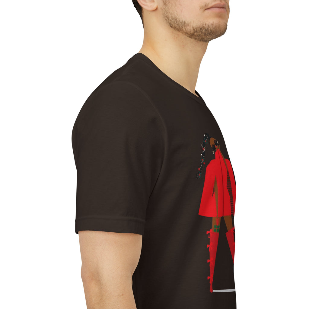 December Fashion Tee  Red Coat Model Graphic Shirt