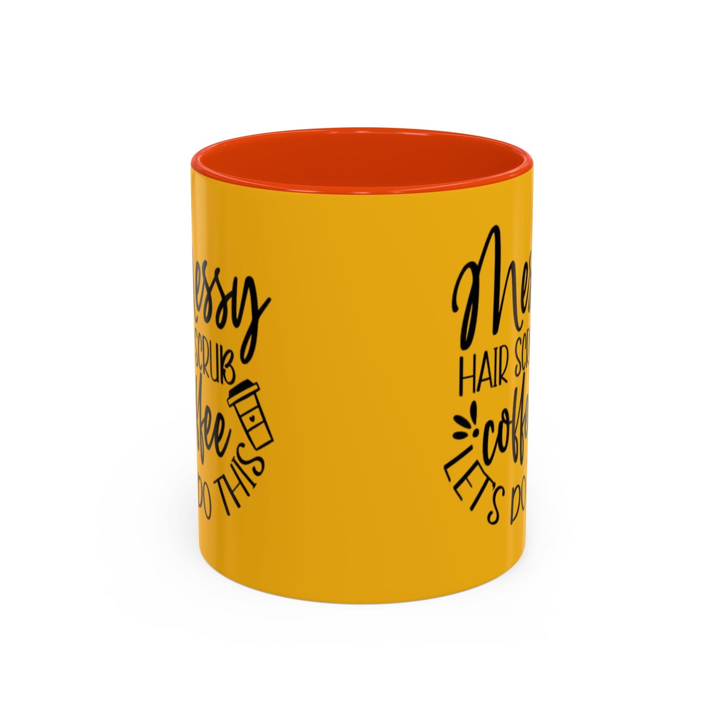 Holiday Coffee Cups with Festive Quotes & Designs Messy Hair Coffee Mug - Fun Yellow Ceramic Cup for Coffee Lovers
