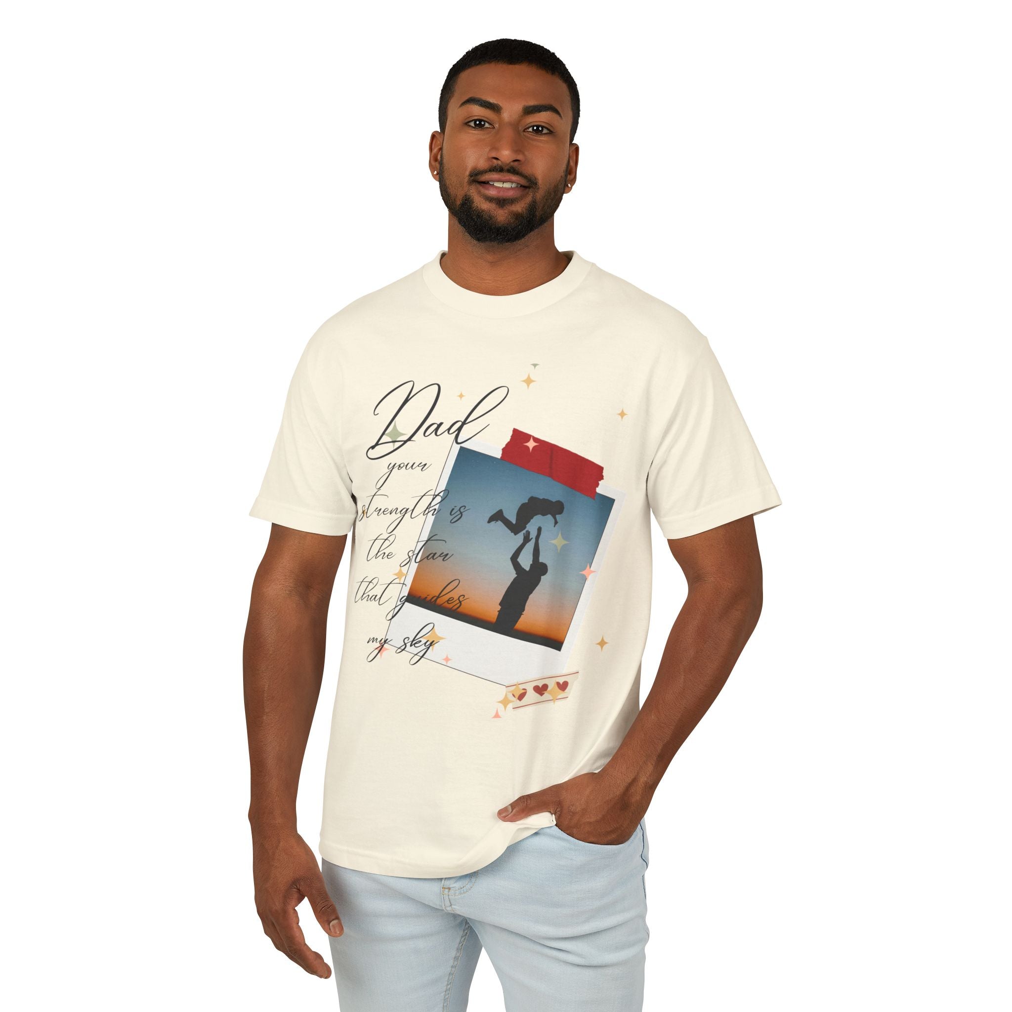 Dad & Daughter Sunset Photo Tee — "Dad, you're stronger than the storm"