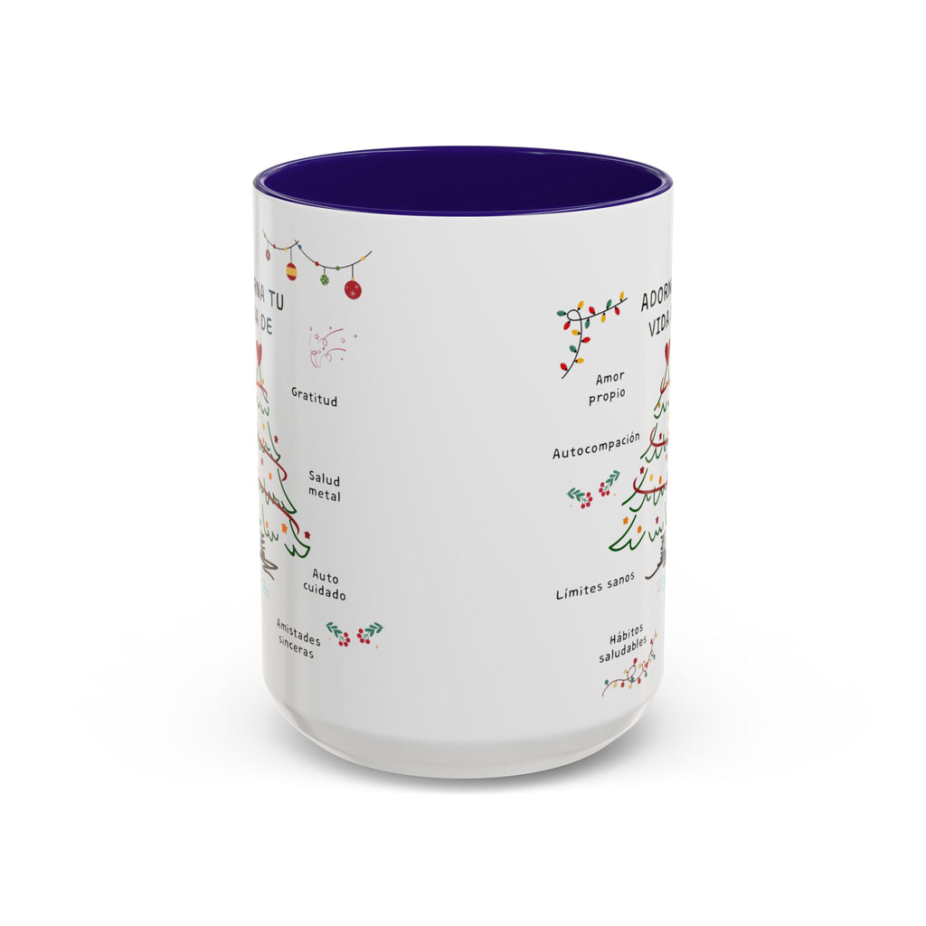 Mug — 'Adorna Tu Vida' Christmas Tree Spanish Holiday Coffee Mug (11oz/15oz)