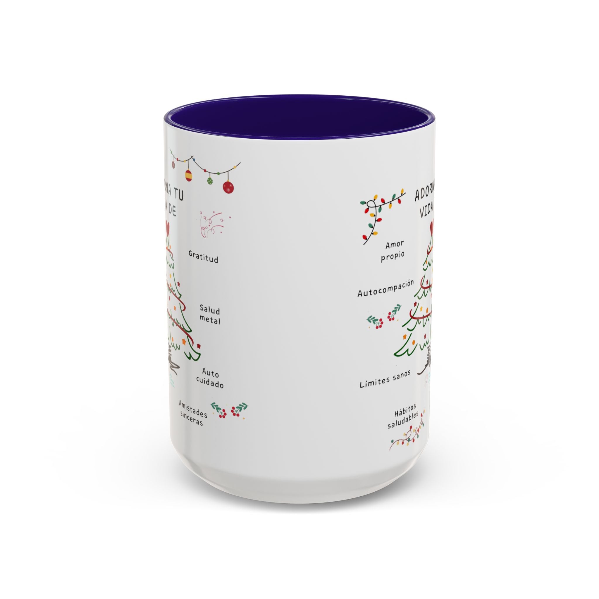 Mug — 'Adorna Tu Vida' Christmas Tree Spanish Holiday Coffee Mug (11oz/15oz)