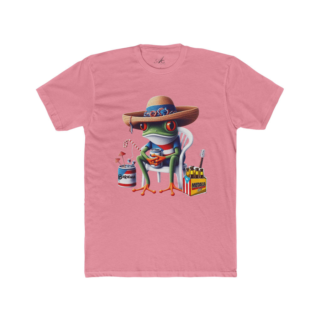 Puerto Rico’s Navidades Coqui Frog Fishing Tee  Cute Cartoon Frog Angler Graphic T‑Shirt