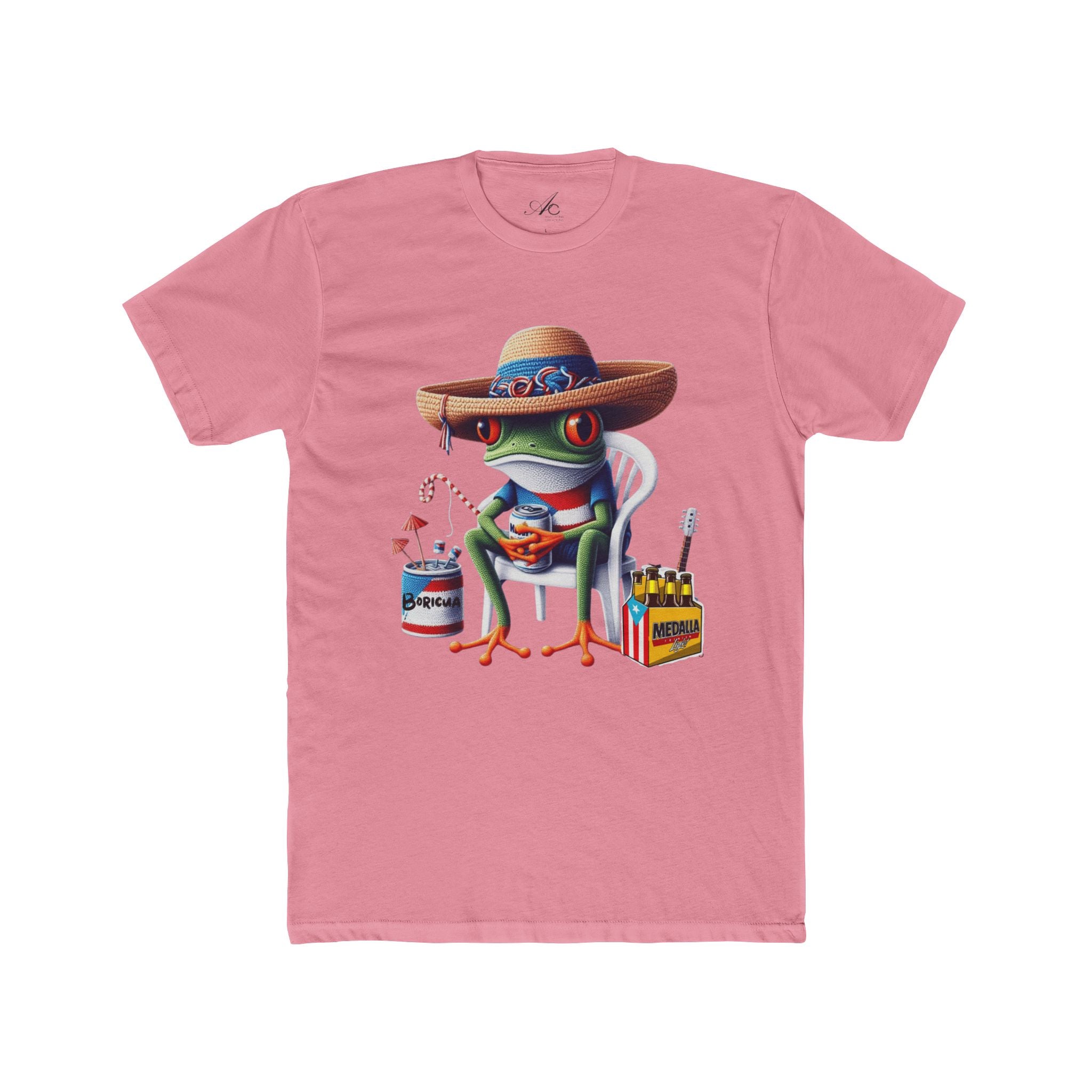 Puerto Rico’s Navidades Coqui Frog Fishing Tee  Cute Cartoon Frog Angler Graphic T‑Shirt