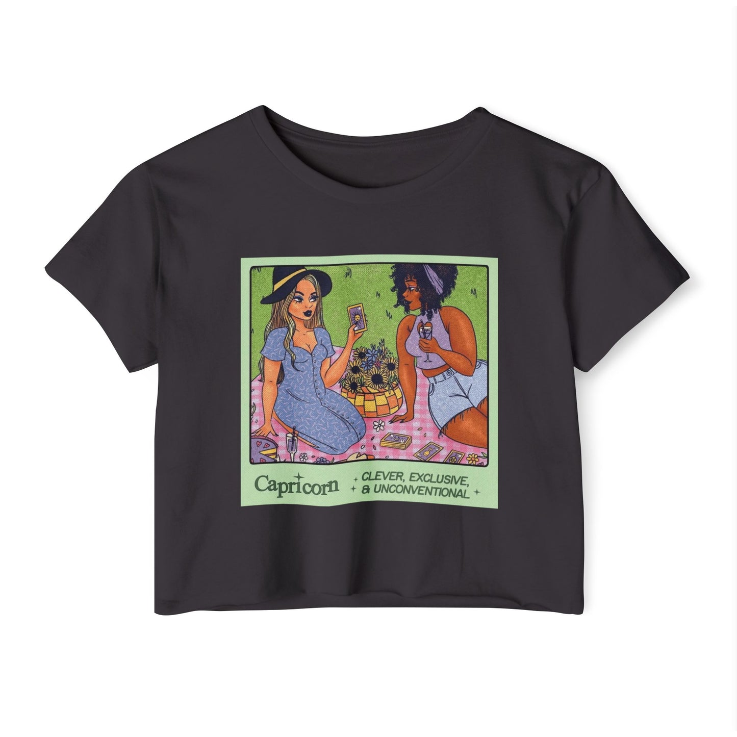 Halloween lovers Women's Festival Crop Top - Playful Capricorn Design, Boho Chic Style, Summer Tops, Festival Outfits, Gift for Her