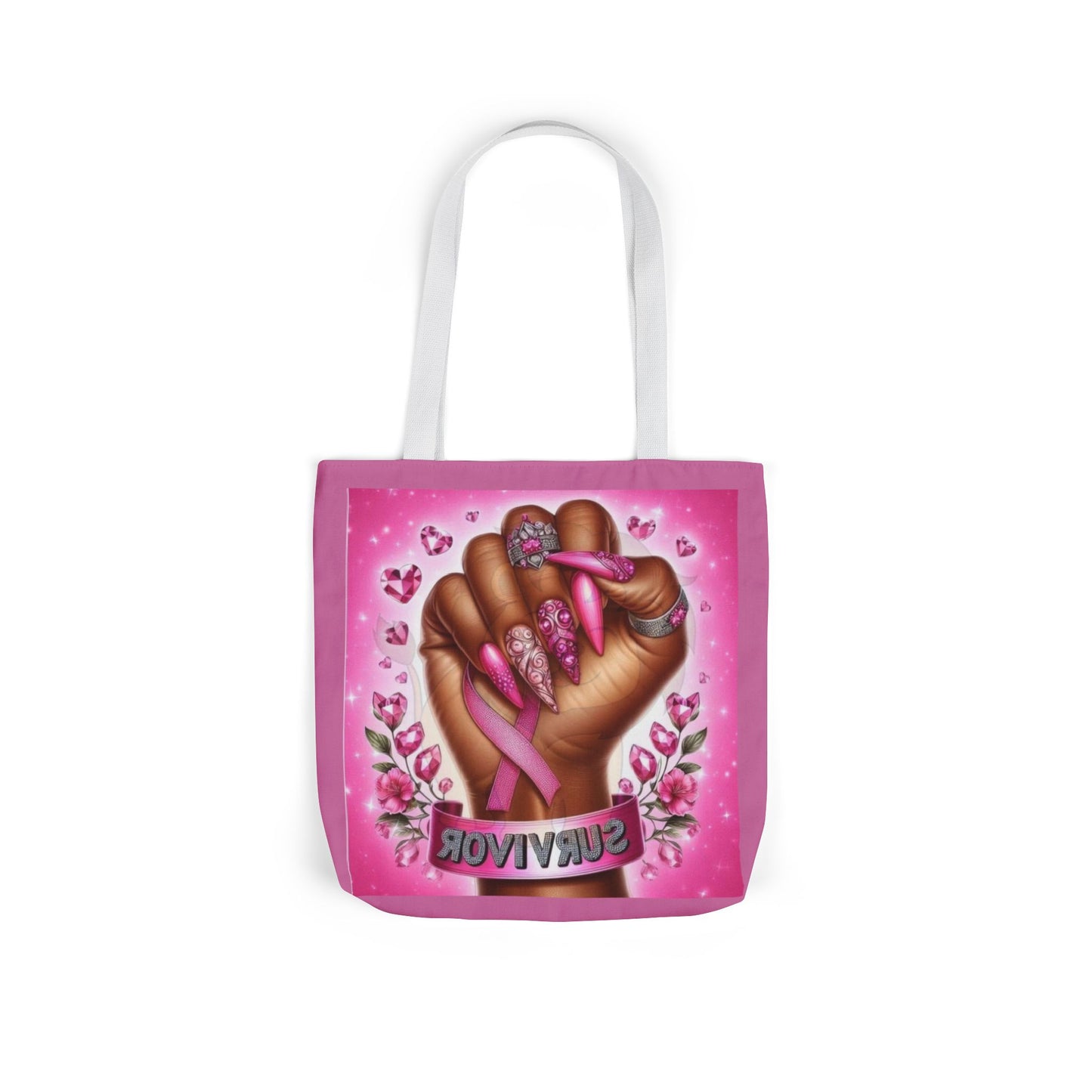 Breast Cancer Survivor Tote Bag  Pink Ribbon Empowerment Canvas Tote