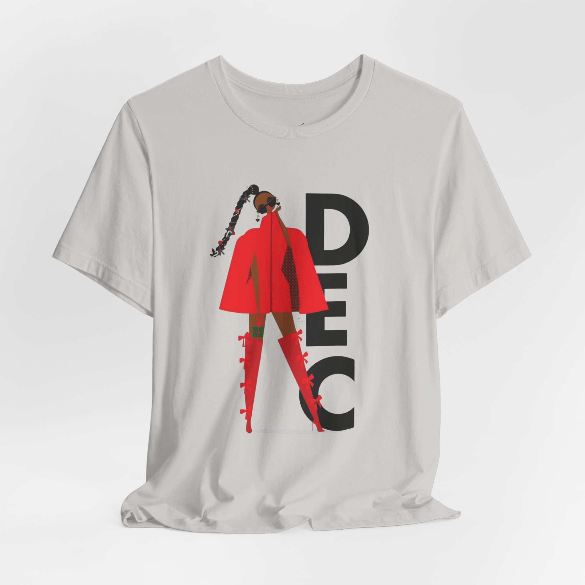 December Fashion Tee  Red Coat Model Graphic Shirt