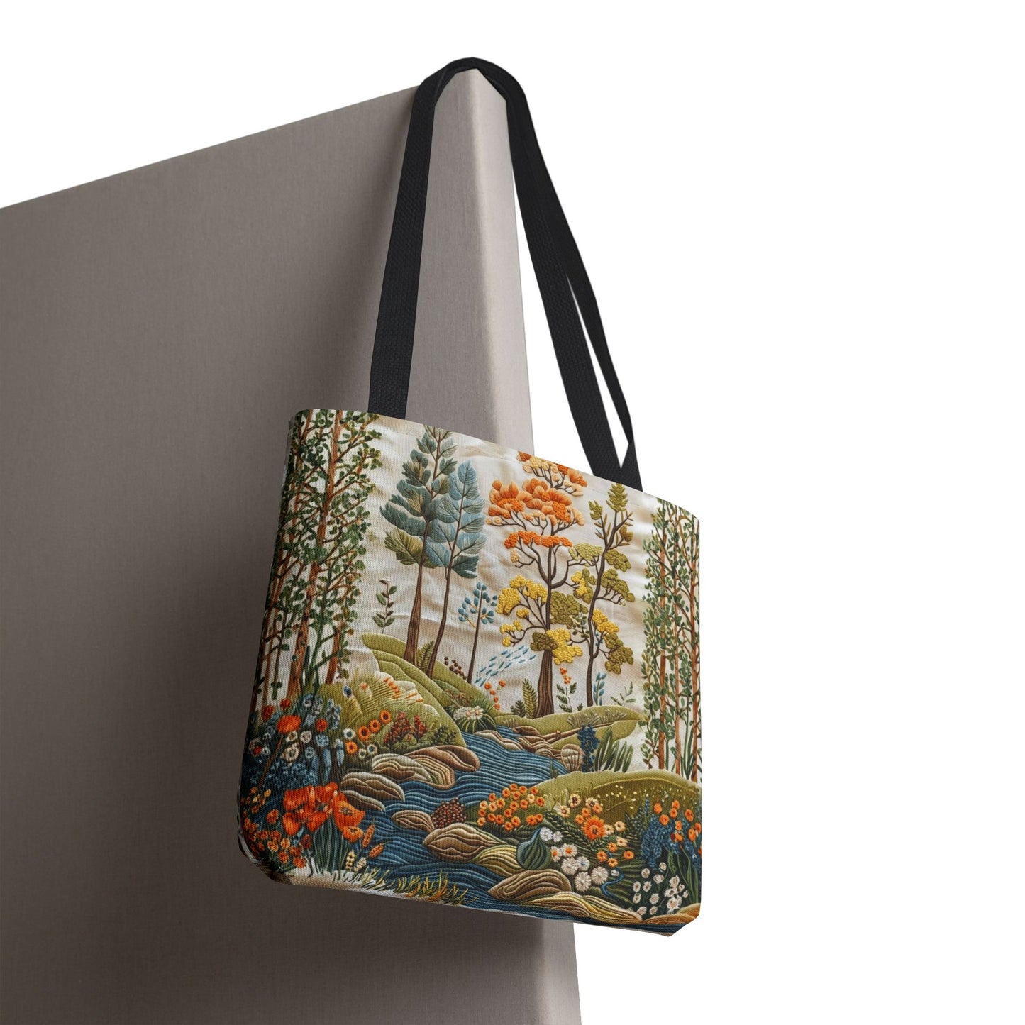 Scenic Meadow Tote Crochet-Decorated Tote Bags