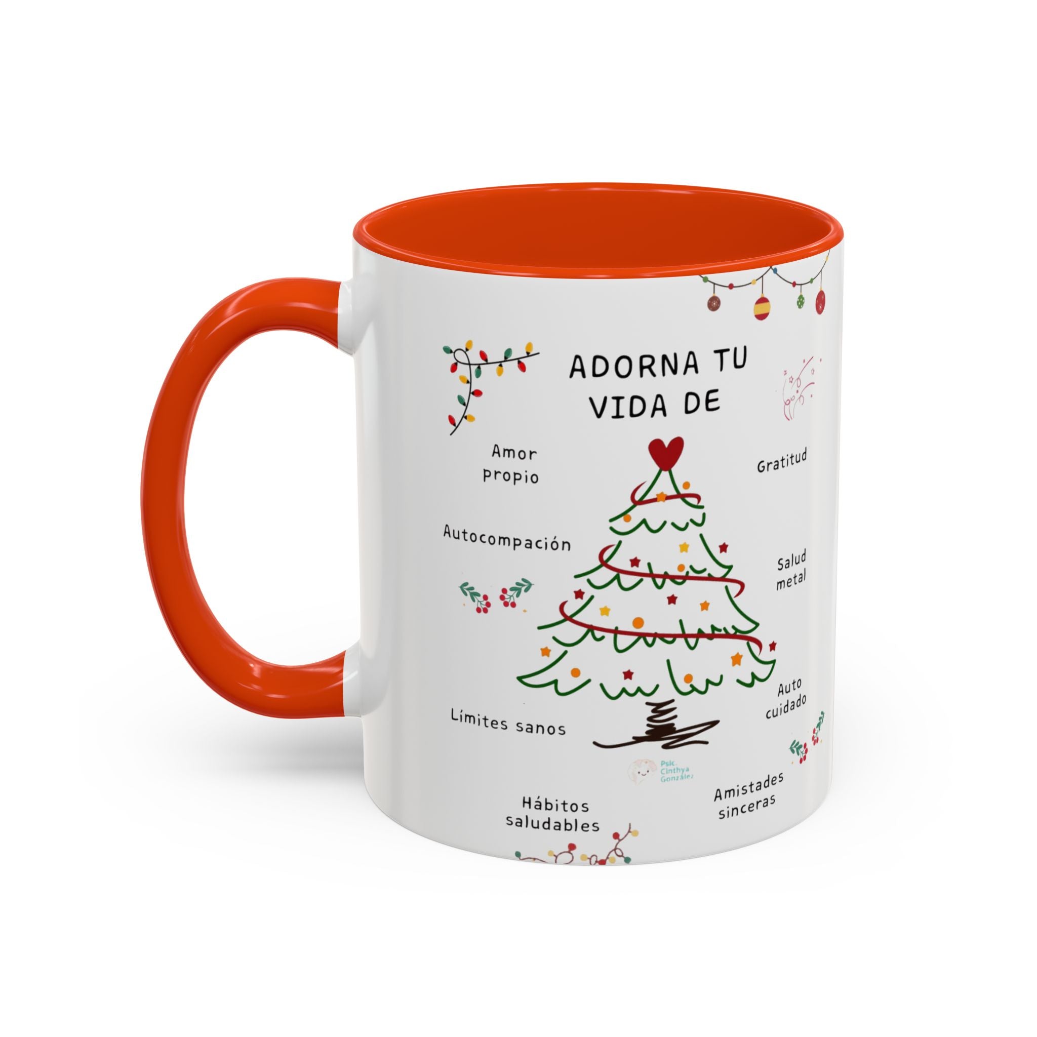 Mug — 'Adorna Tu Vida' Christmas Tree Spanish Holiday Coffee Mug (11oz/15oz)