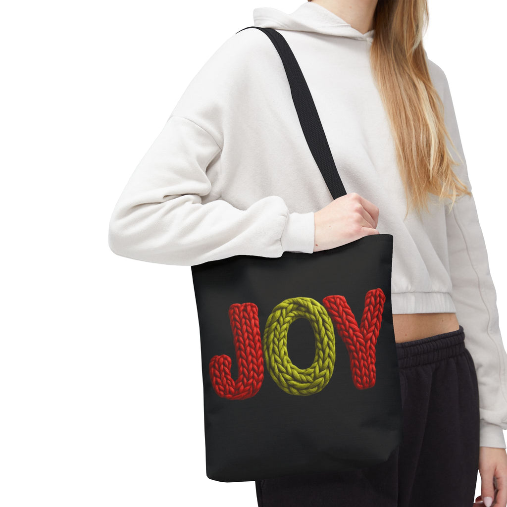 Christmas Tote Bag  Festive Holiday DesigJoy Knit Tote Bag  Colorful 'JOY' Yarn Design, Cozy Holiday Gift Tote