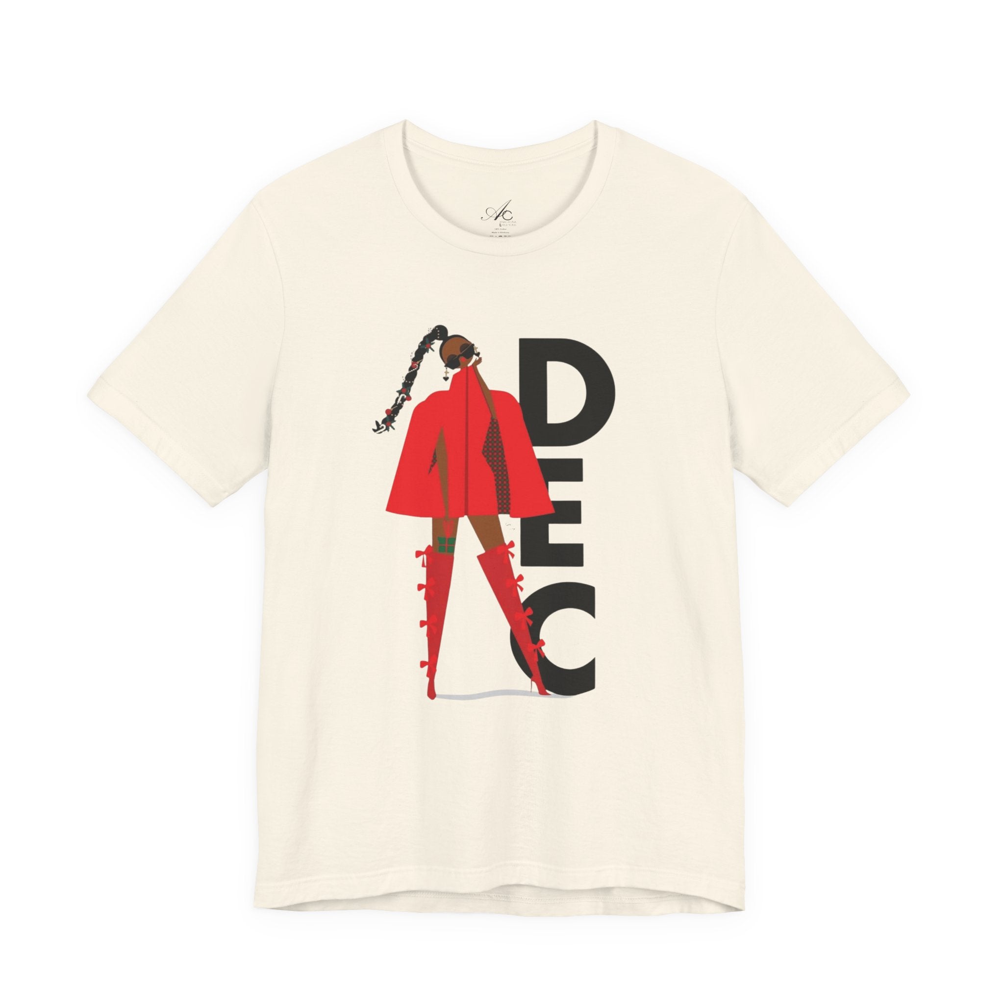 December Fashion Tee  Red Coat Model Graphic Shirt