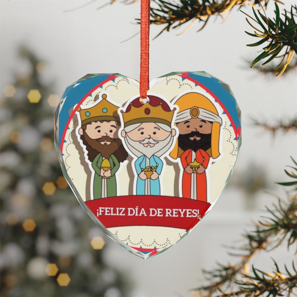 Tres Reyes Magos ornament Feliz Día de Reyes Crystal Glass Ornament