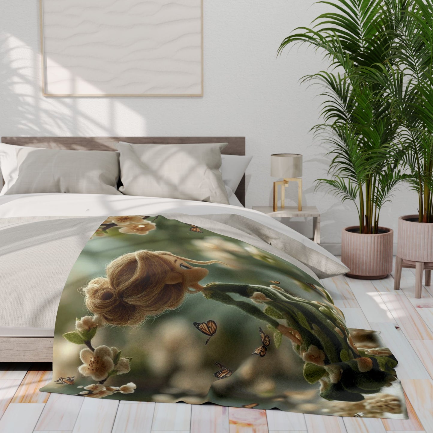 Floral Fairy Fleece Blanket — Cozy Spring Blossom Throw for Kids & Adults