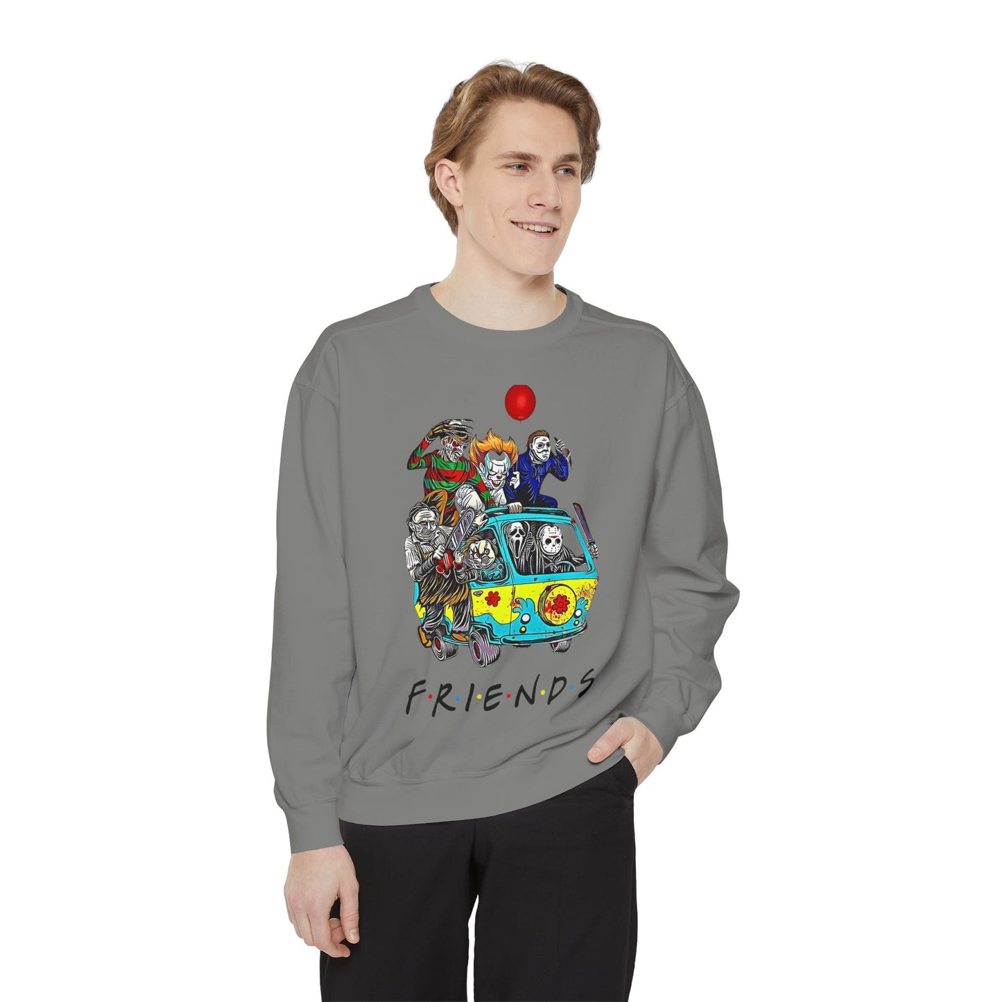 Friends-Inspired Unisex Garment-Dyed Sweatshirt, Cozy Casual Wear, Unique Graphic Sweatshirt, Perfect Gift, Everyday Style