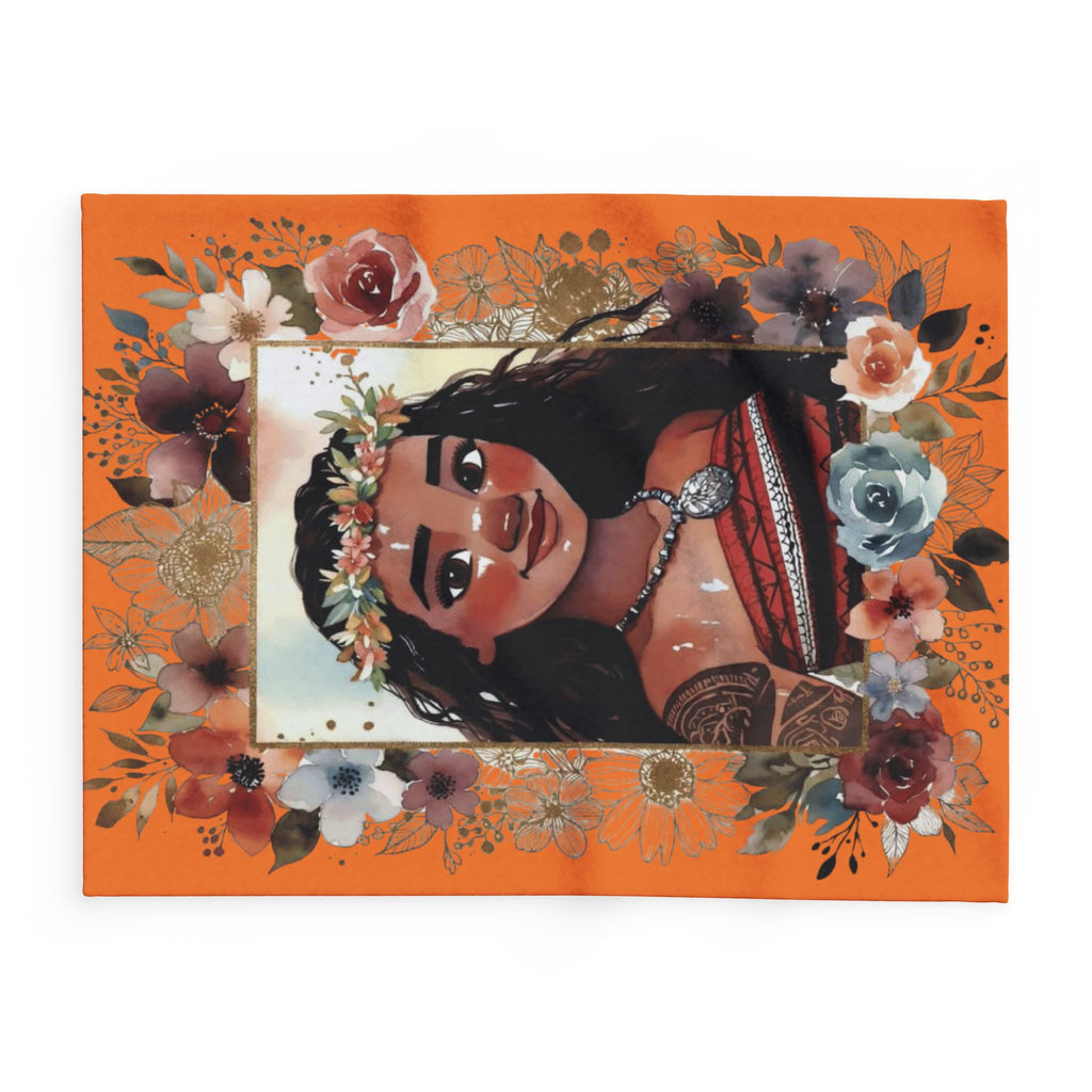 Moana-Inspired Floral Portrait Fleece Blanket