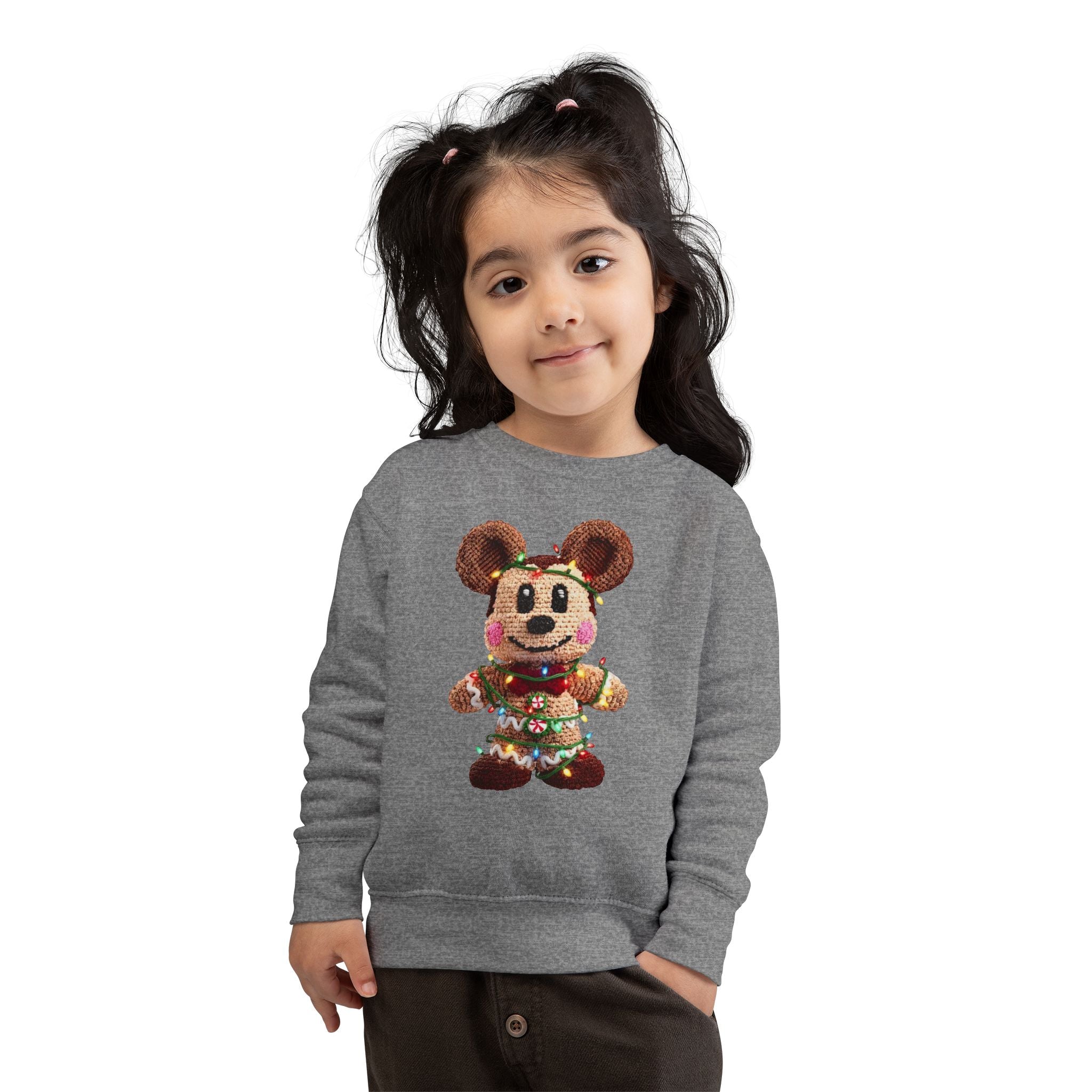 Holiday Plush Bear Toddler Sweatshirt  Festive Lights & Wreath Design