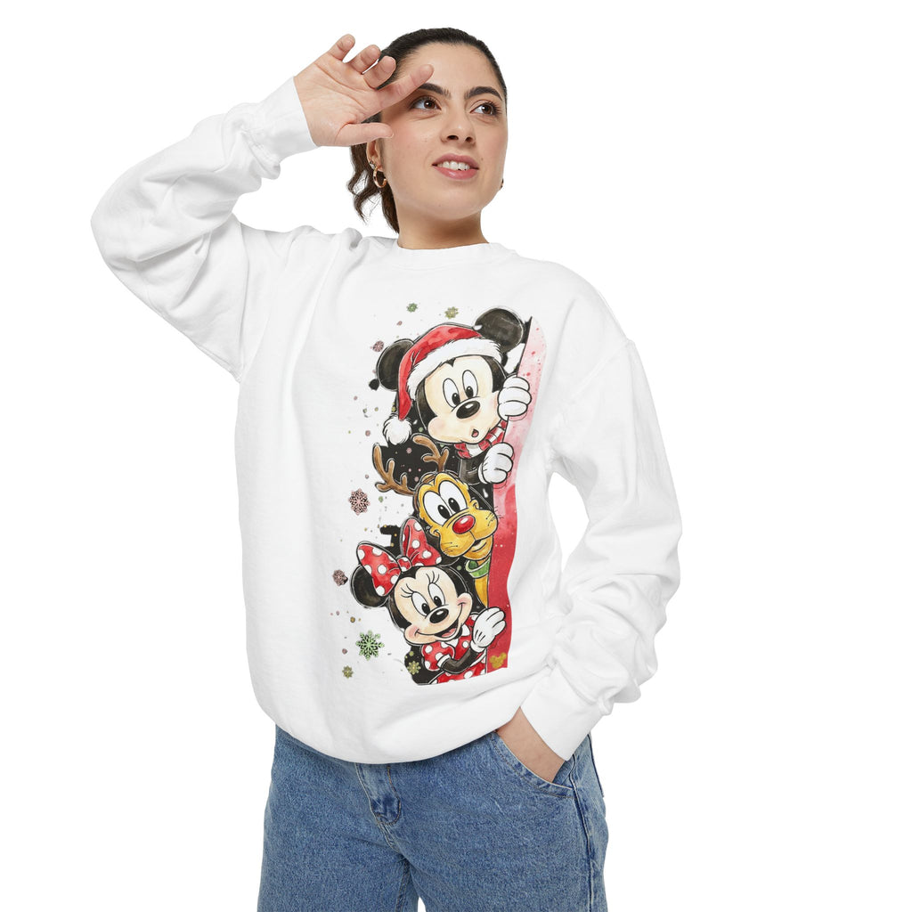 Christmas Disney Characters Sweatshirt  Mickey, Minnie & Pluto Holiday Crew Cartoon Christmas T-shirts and Sweaters