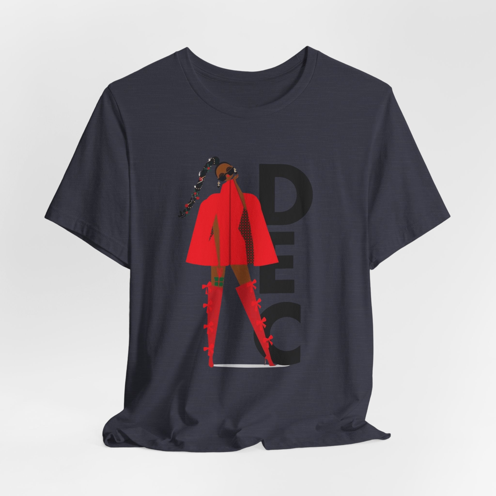 December Fashion Tee  Red Coat Model Graphic Shirt