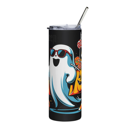 Halloween Ghost Tumbler, 20oz, Stainless Steel Travel Mug, Spooky Drinkware, Fall Coffee Cup, Trick or Treat Container
