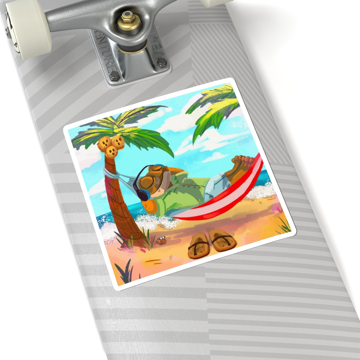 PR Stick Your Pride Anywhere Beach Vibes Kiss-Cut Stickers, Tropical Summer Stickers, Laptop Decor, Hammock Art,