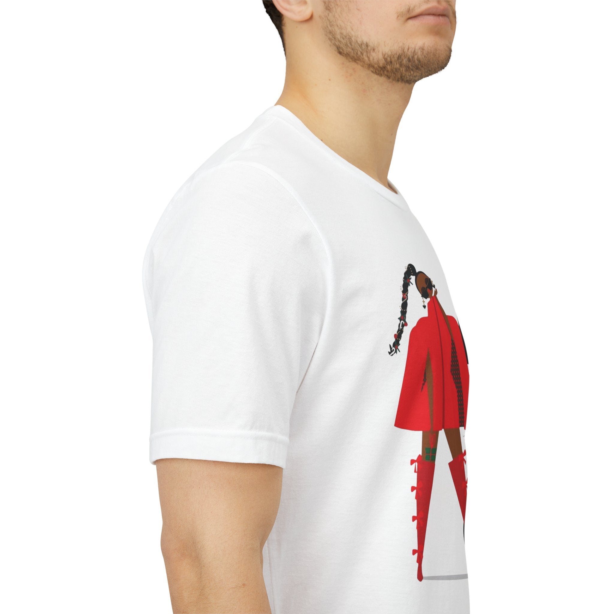 December Fashion Tee  Red Coat Model Graphic Shirt