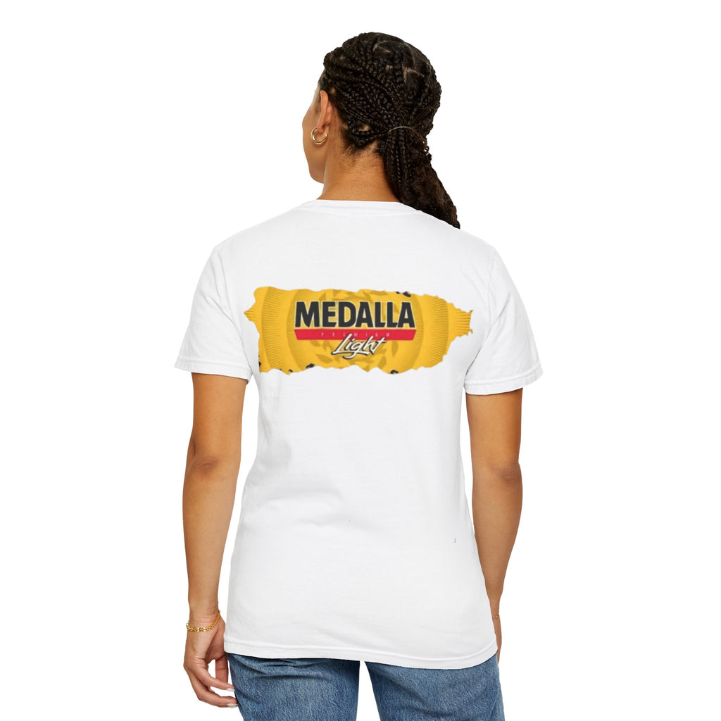 Medalla Light Puerto Rican Beer T-Shirt Coqui Frog Mascot Six-Pack Graphic Tee Puerto Rico’s Navidades