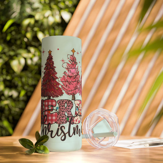 Christmas Tree Tumbler - 20oz Skinny Matte Drinkware Christmas gift mug
