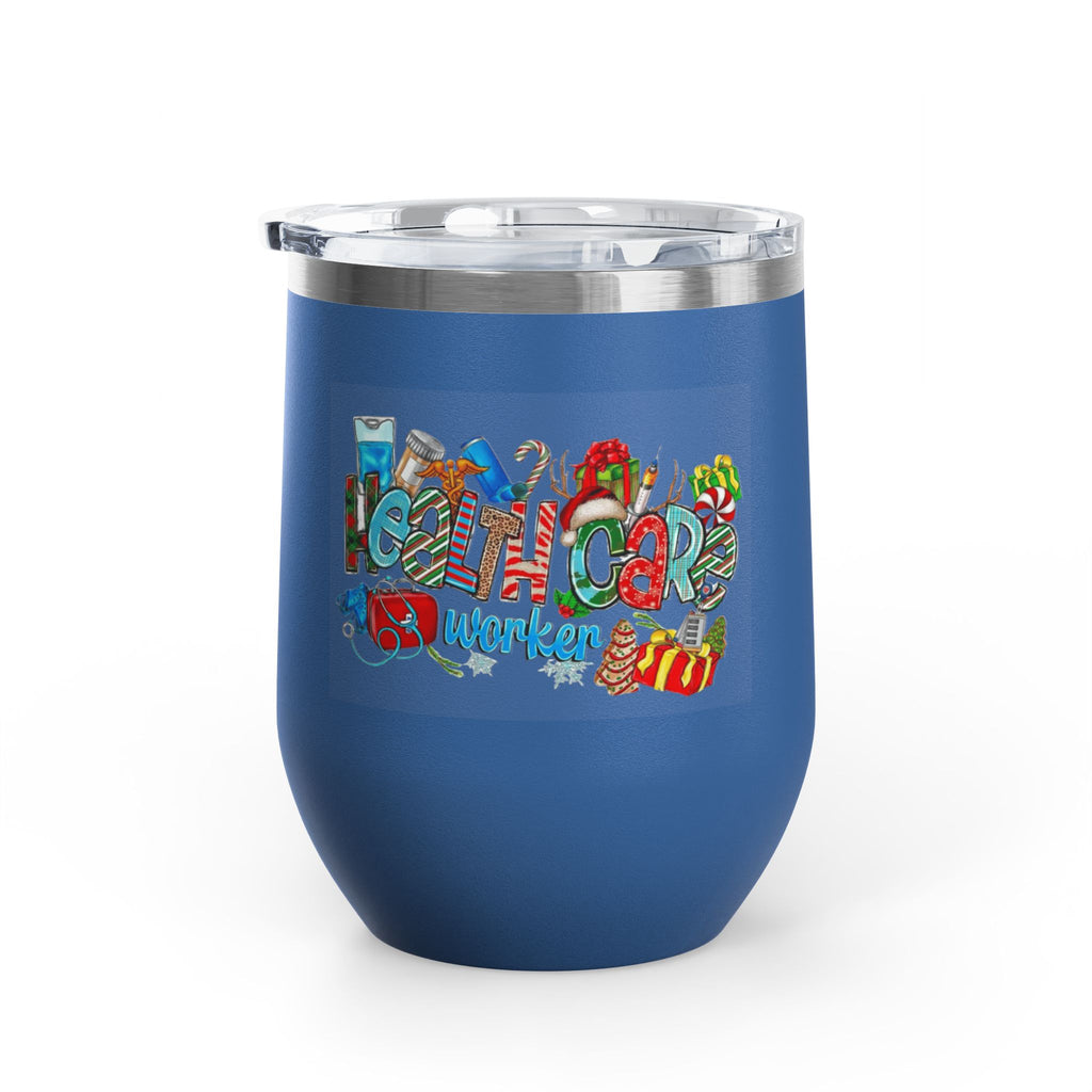 Healthcare Worker 12oz Wine Tumbler — Colorful Holiday Medical Staff Gift Medical Christmas Mug