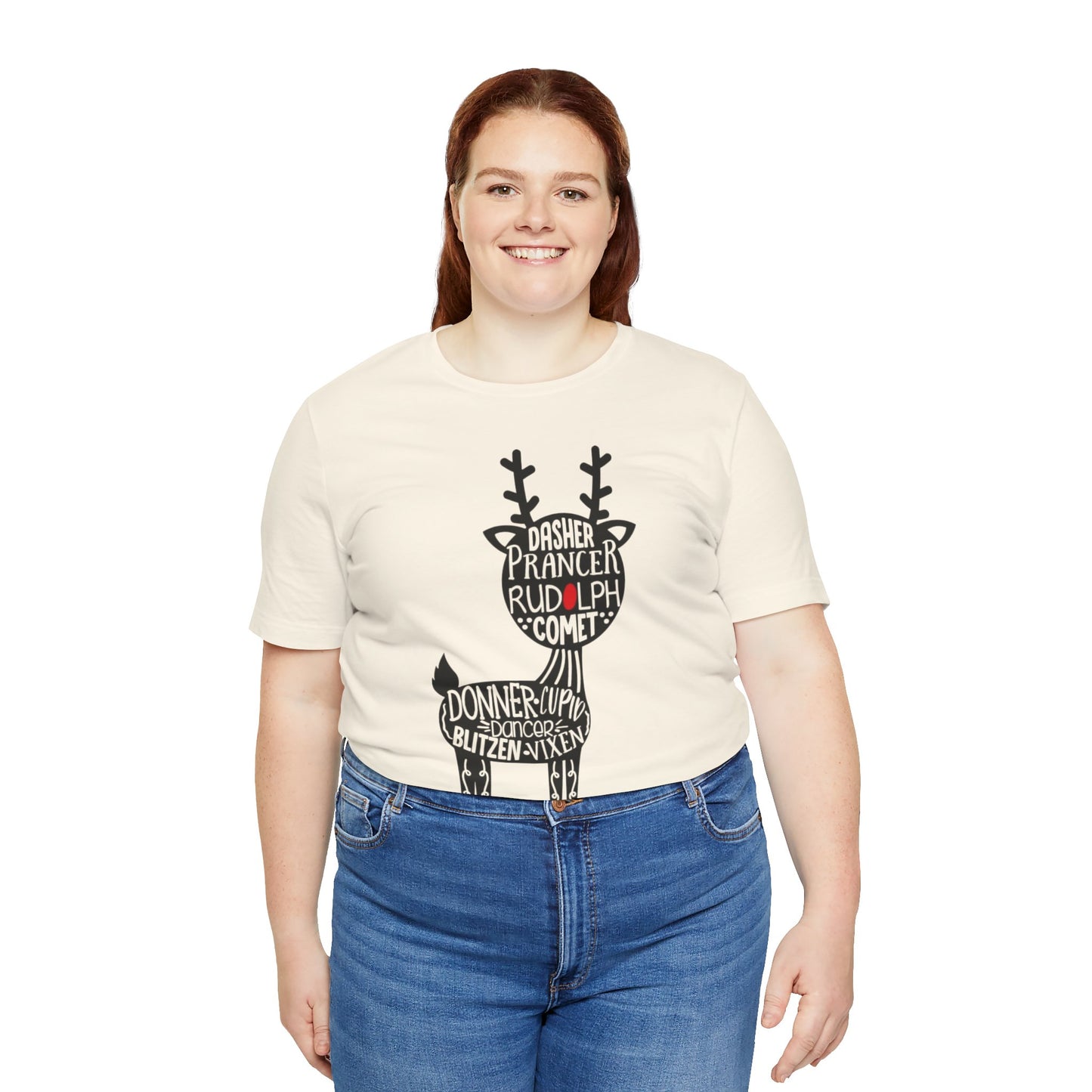 Christmas Reindeer Graphic Tee - Unisex Jersey Short Sleeve Shirt