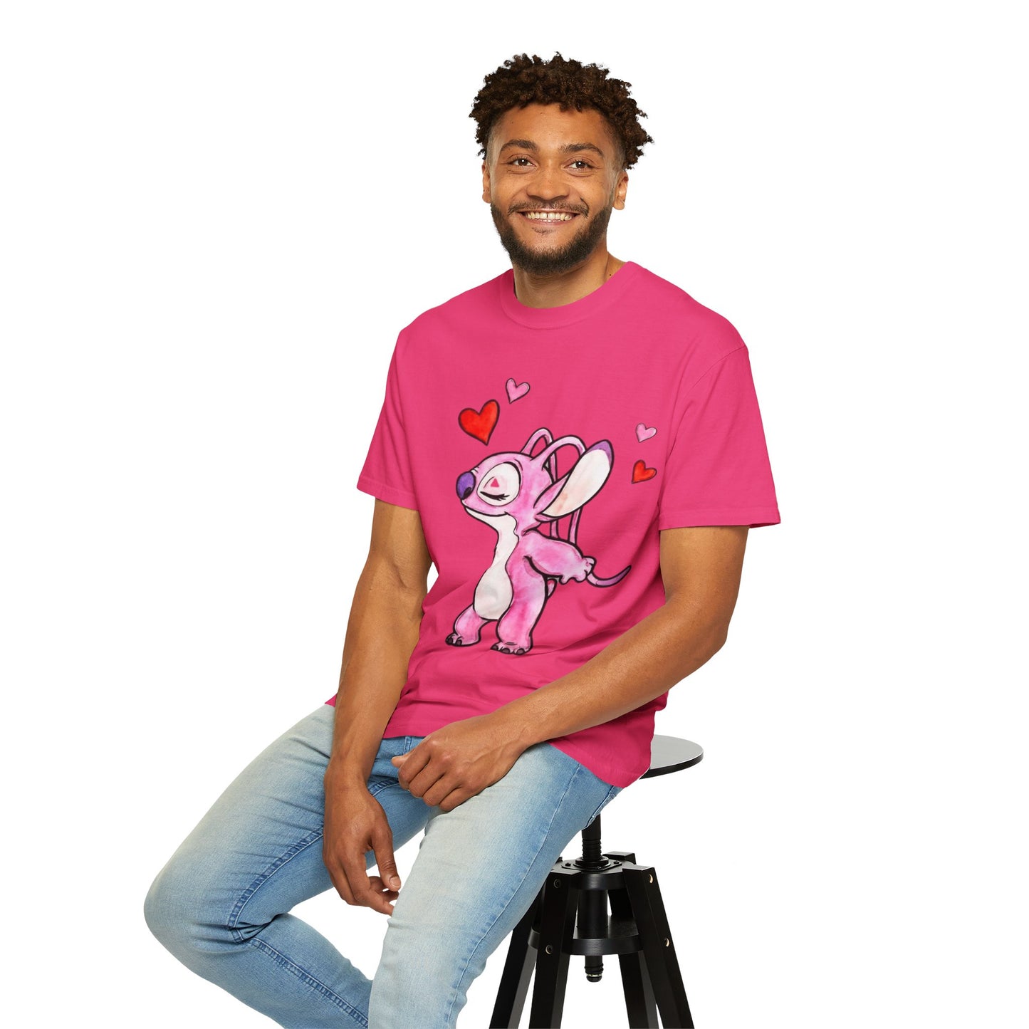 T-Shirt — Cute Pink Cartoon Creature with Hearts | Valentine’s Gift Tee