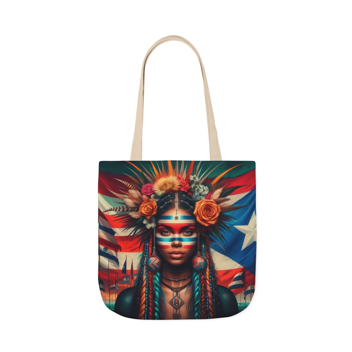 PUERTO RICO Canvas Tote Bag, 5-Color Straps