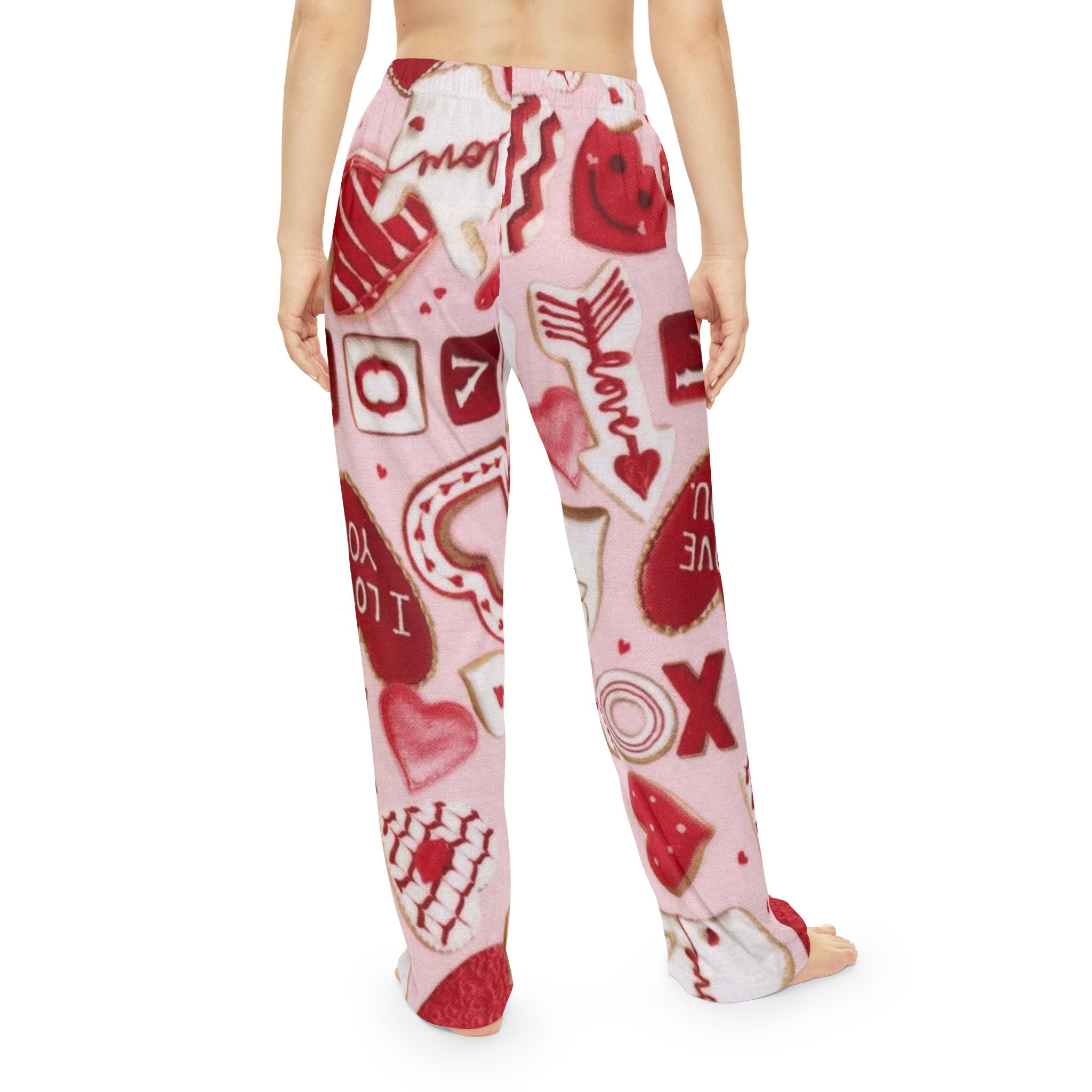 Valentine Heart Pattern Pajama Pants — Women's Cozy Pink Love Lounge Bottoms
